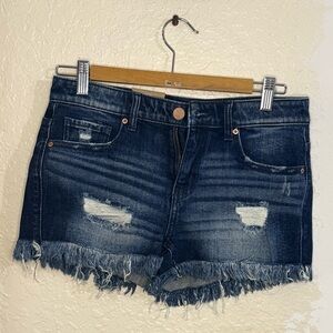 BKE Dark Blue Distressed Jean Shorts